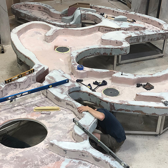 close up of the water table late build phase